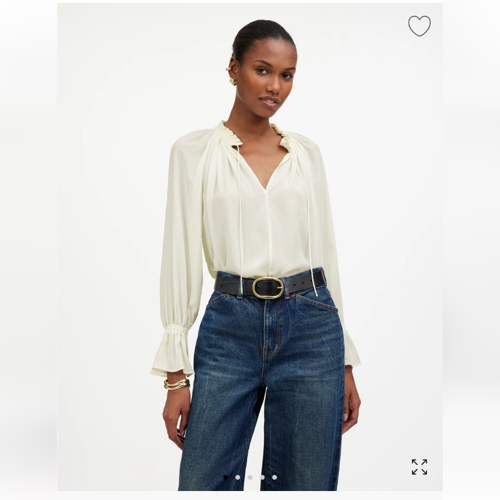 Madewell Long-Sleeve Tie-Neck Top